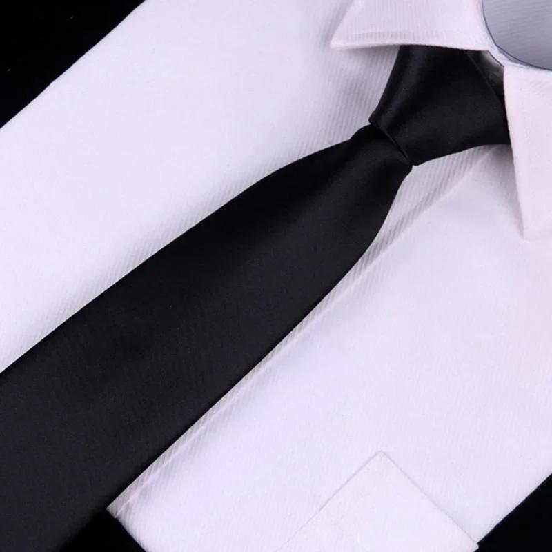 Black Simple Clip On Tie Security Tie Doorman Steward Matte Funeral Tie for Men Women Students