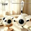 Backpack Decoration Plush Animal Keychain, Soft Stuffed Pendant with Braided Cord, Round Cute Cartoon Charm Bunny Sheep for Backpack, Decorative Mini