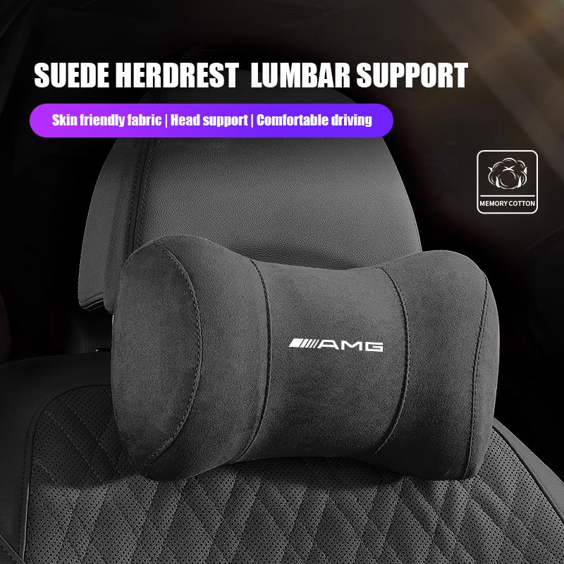 Car Headrest Neck Support Seat Lumbar Cushion Breathable Soft Neck Pillow Auto Accessories For Mercedes Benz AMG A B C E G CLA