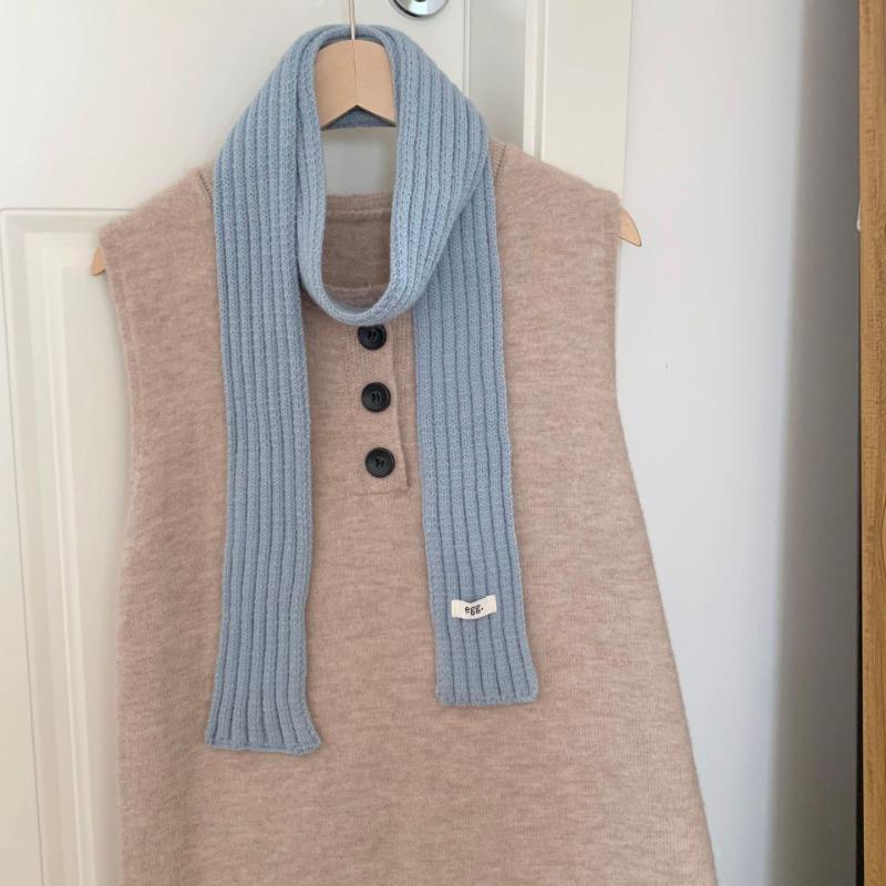 Scarf Atmosphere New Fashion Long Thin Baguette Dopamine Color Knitted Wool Scarf Scarf