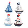 4Pcs Mini Sailing Boat Sculpture Nautical Theme Photo Props Ship Figurine for