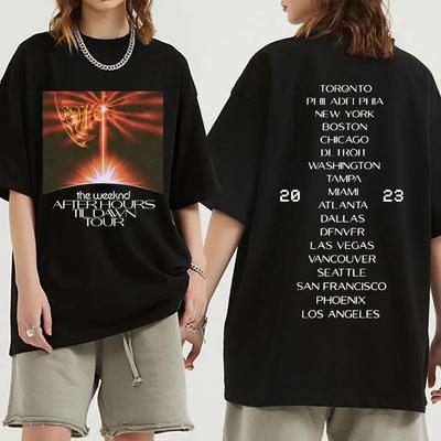 Футболка Singer The Weeknd, винтажная футболка с принтом After Hours Til Dawn Tour 2023, женская одежда унисекс, футболка большого размера, уличная одежда