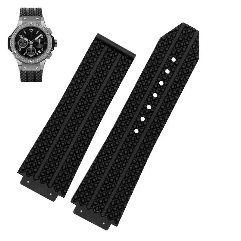 Для HUBLOT BIG BANG Classic Fusion Серии 25*19 мм или 25*17 мм Водонепроницаемый Мужской Силиконовый Ремешок для Часов Черный Аксессуары для Часов Ремешок