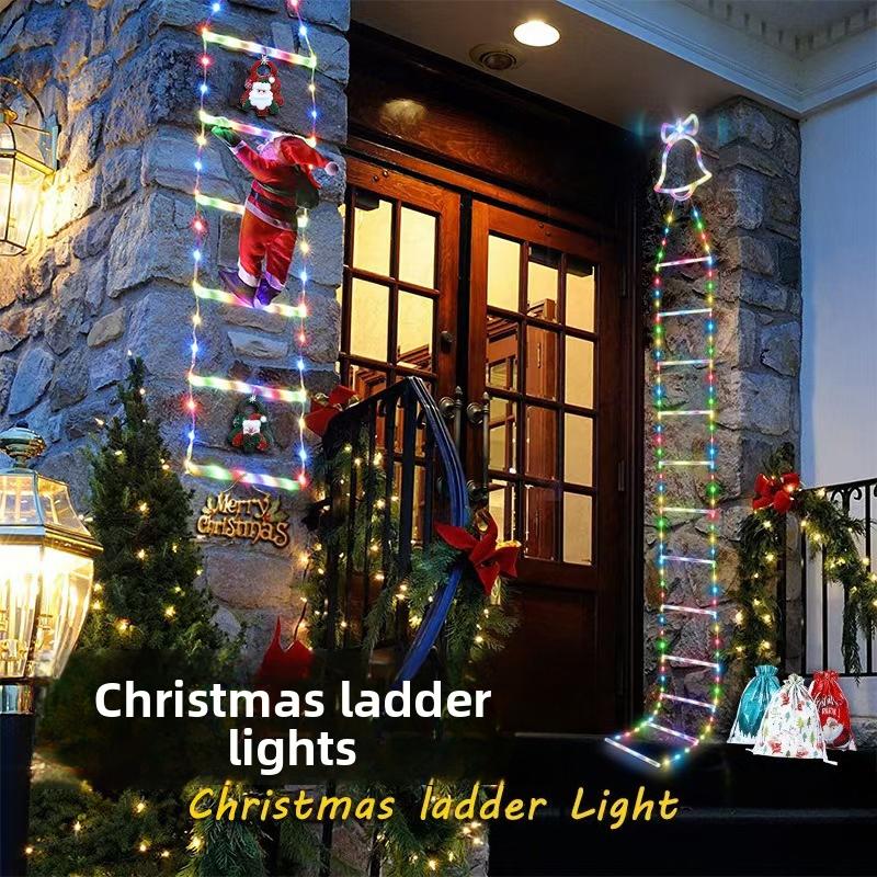LED Christmas Ladder Lights Santa Claus Doll String Atmosphere Decoration Light for Indoor Outdoor Home Garden Christmas Decor