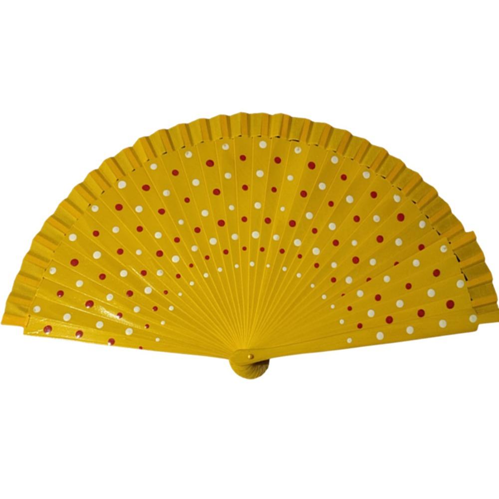 Portable Dots Pattern Flamenco Spanish Folding Fan Vintage Wood Handle Hand Fan Colorful Dancing Fan Filming Props