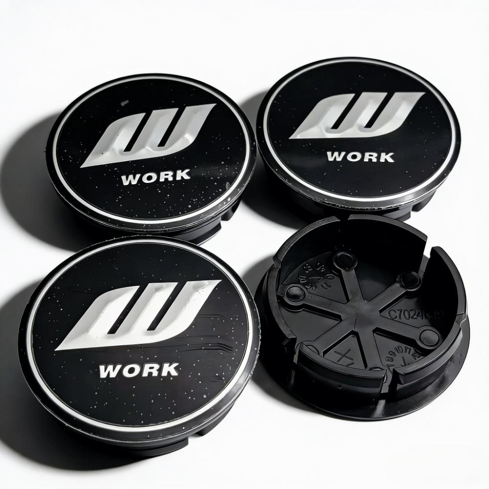 4pcs JDM W Work Logo Emblem Badge Car Wheel Center Caps 48MM 42MM Wheels Hub Cap Rim Hubcaps Dust Cover Replace Car Accessories