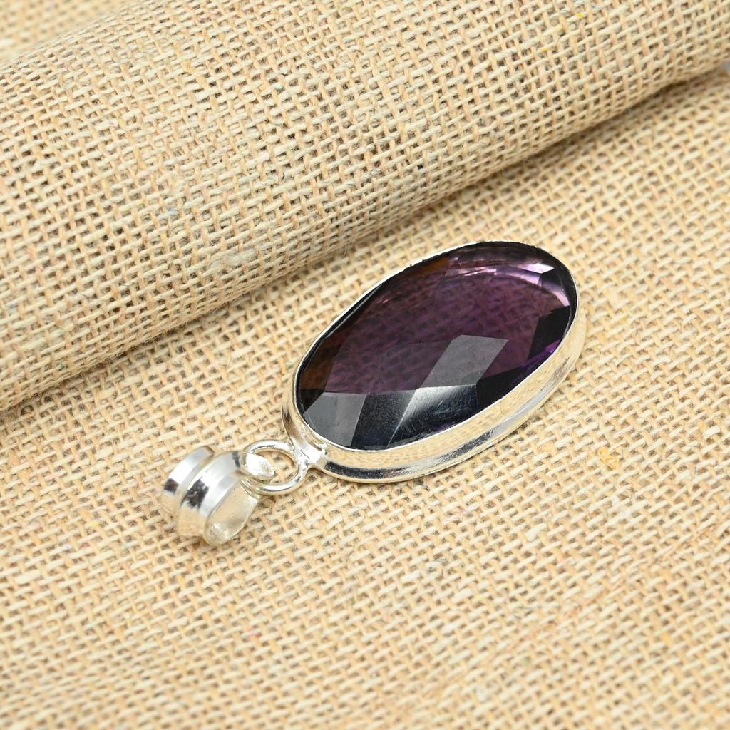 Amethyst Gemstone 925 Sterling Silver Jewelry Handmade Fancy Pendant For Her