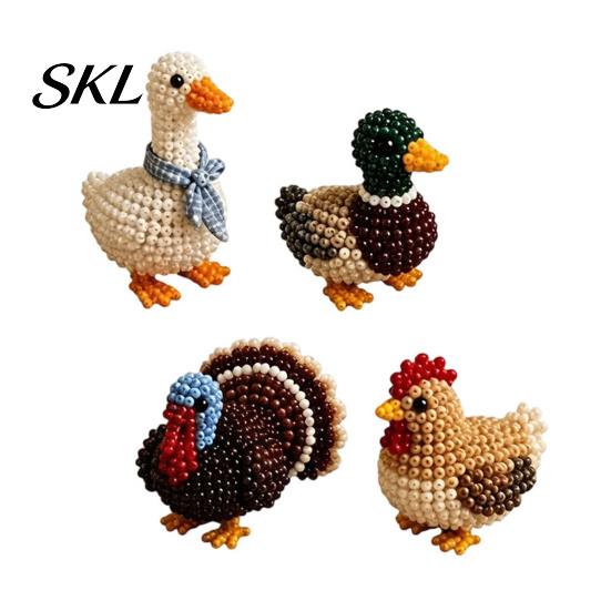 Detailed Beading Tutorial Tiny 3D Beaded Animal Kit, Cute DIY Kit with Colorful Beads and Craft With And Thread Instructions, 4 Designs Handmade
