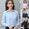 Women Shirt Lapel Long Sleeve Single Breasted Shirt Tops Solid Color Slim Fit Office Lady Shirt Work Wear