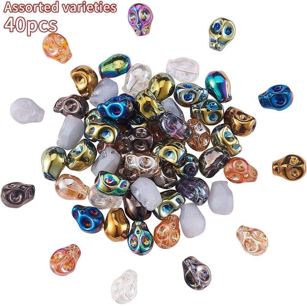 10/20/40 шт. Стеклянный материал AB цветной череп голова декоративные бусины DIY браслет ожерелье серьги брелок цепочка для ног цепочка для телефона