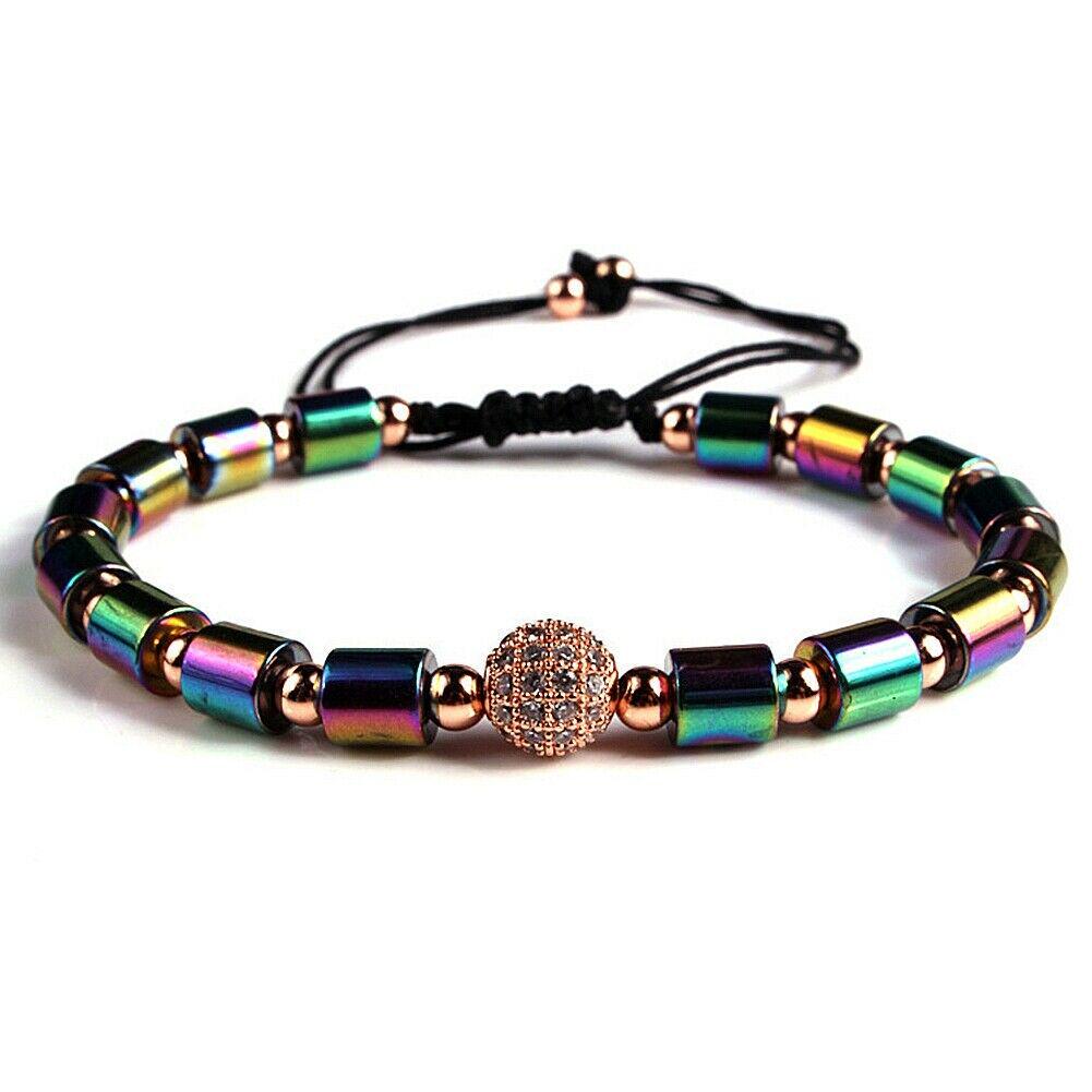 Мужской женский браслет из камня, черные гематитовые бусины, энергетическое исцеление