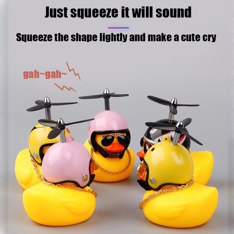 Lovely Duckling In The Car Ornament With Helmet Chain Car Interior Accessories Decorations Auto Dashboard Toys Duck In The Car