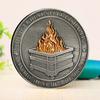 Контейнер для монет Challenge Dumpster Pattern Flame Retro Silver Color Challenge Medal Unique Office Desk