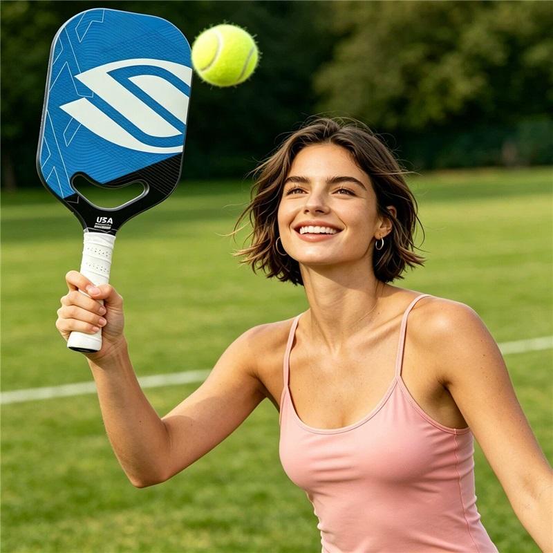 T700 Carbon Fiber Edgeless Pickleball Paddle, Smiley Hole Design, Professional Racket With Carry Cover