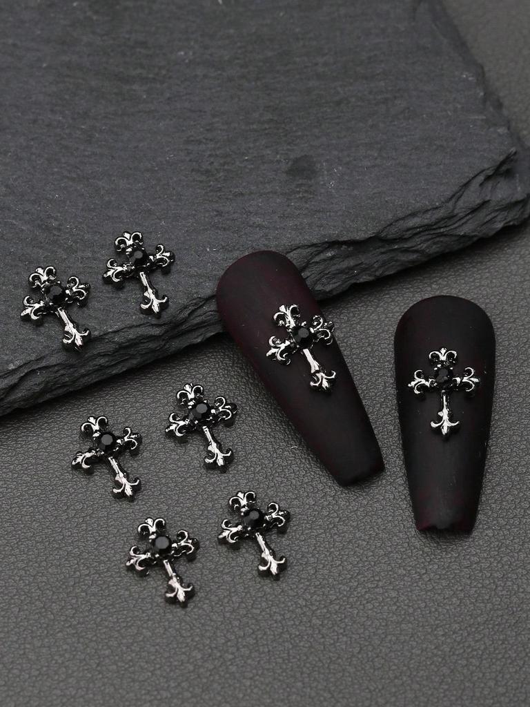 10 шт. Золотые Серебряные Кресты для ногтей 3D Белые Розовые Стразы Украшения для ногтей Украшения для ногтей DIY Украшения для ногтей Принадлежности для ногтей