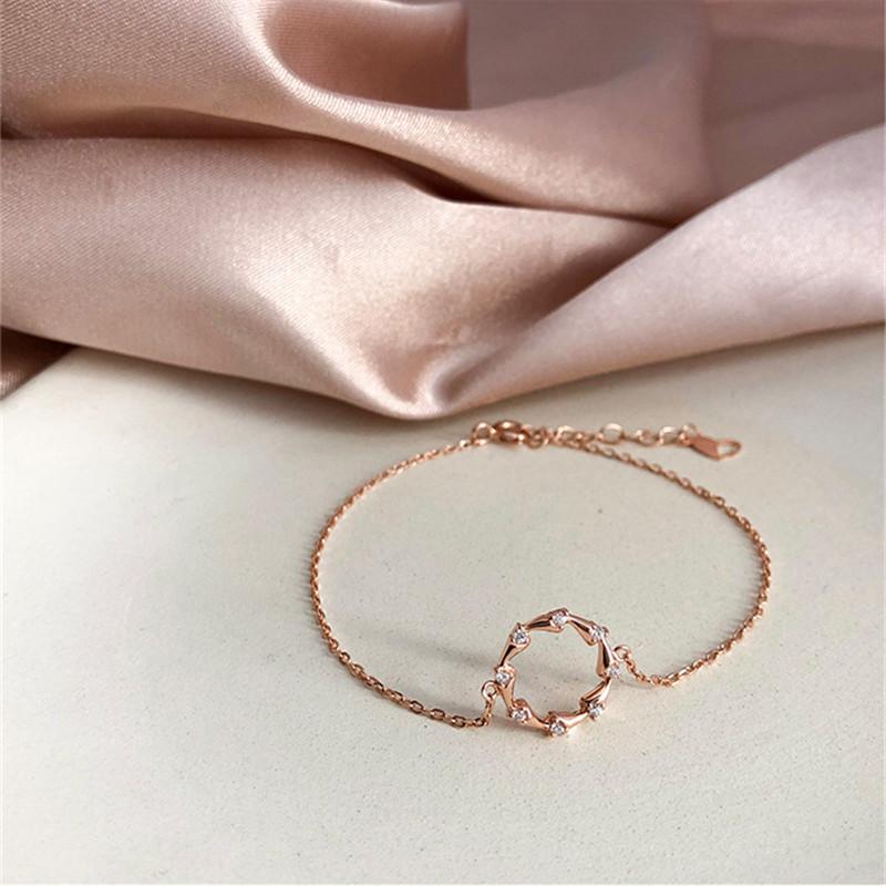 Luxury Crystal Rose Gold Round Bracelet Women Jewelry Fashion Princess Silver 925 Sterling Bracelets Lady Engagement Gift
