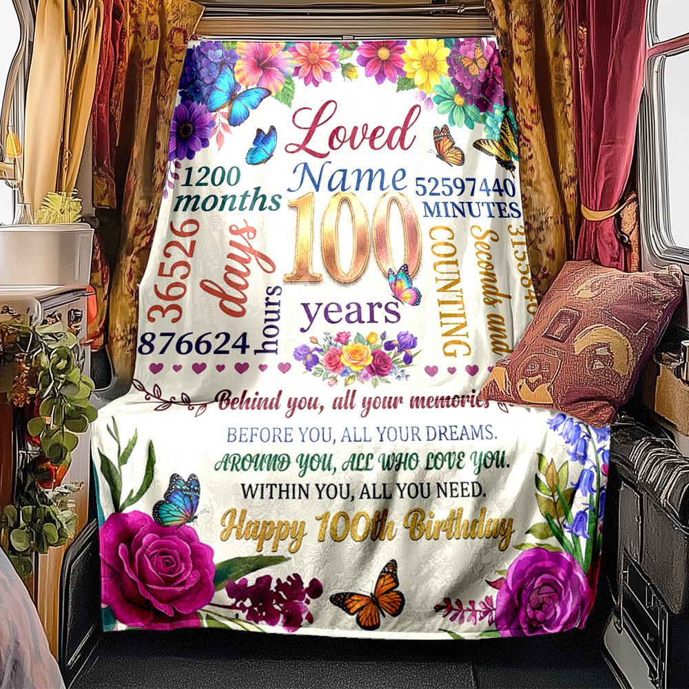 Happy 100Th Birthday 1926 Blanket Personalized Name Soft Comfortable Stylish Blanket Car Blanket Perfect For Travel Camping Outdoor Home Suitable For
