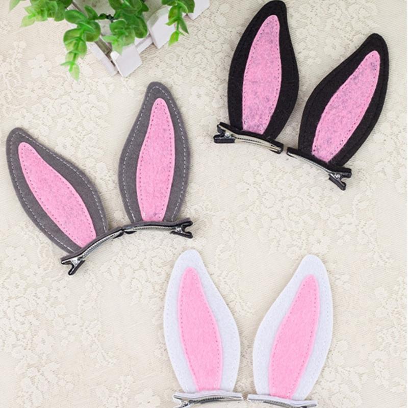 2 Pieces Felts Rabbit Hair Clip Secure Grip Design Hair Accessories For Kids Adults Lightweight Practical Hairpins