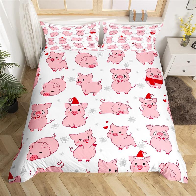 Cartoon Animal Duvet Cover Twin King Cute Cat Bedding Set Microfiber Paw Butterfly Floral Comforter Cover For Kids Girl Bedroom