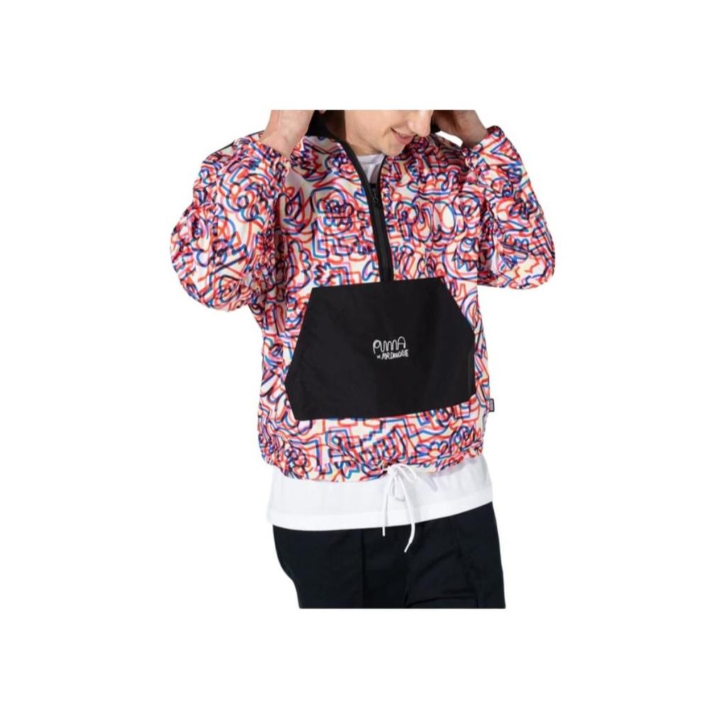 Puma X Mr Doodle Граффити Принт Контрастная Полумолния Стоячий Воротник Куртка Мужская Куртки Красные 530648-02