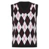 Women's Fashion Diamond Plaid Sleeveless V,neck Loose Student College Knitted Sweater Vest