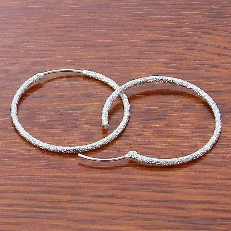 New Trendy 925 Sterling Silver Simple Fashion 3.5cm/5cm Circle Round Hoop Earring for Woman Fine Jewelry