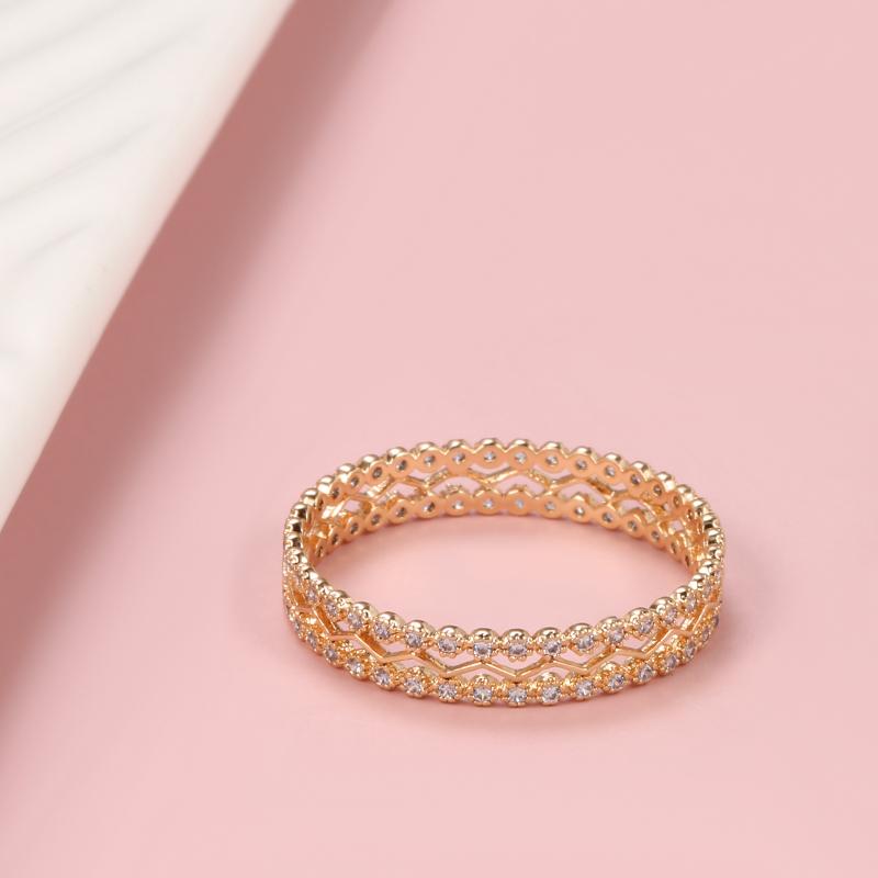 Kinel Hollow Rose Gold Color Vintage Ring For Women Zircon Wedding Ring Fine Jewelry