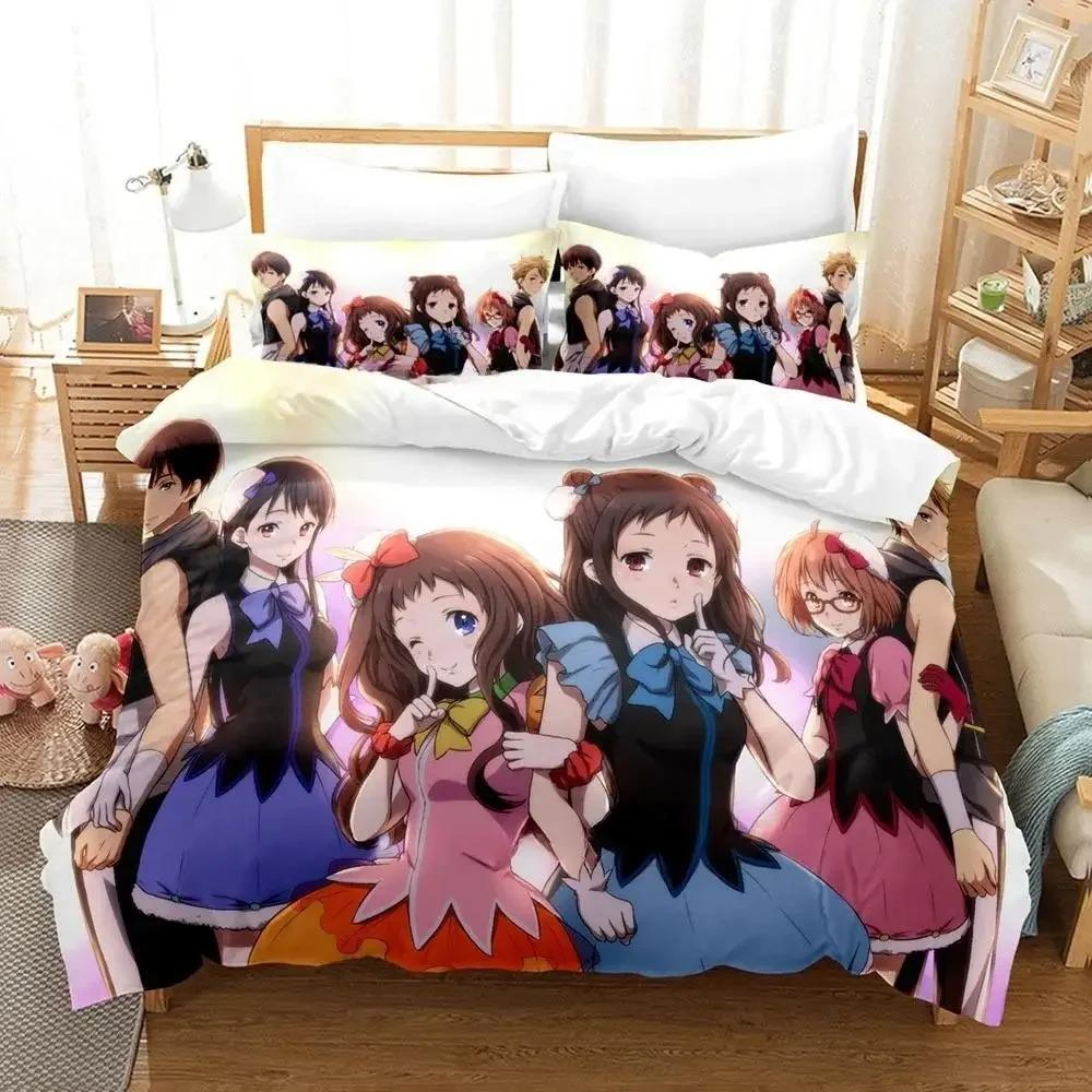 New Beyond the Boundary Bedding Set Cartoon Anime three-piece set Adult Kid Bedroom Duvet cover Sets 3D Kawaii Girl Home textile