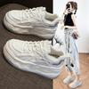 Настоящие кожаные громоздкие кроссовки женские модные летние новые толстые подошвы на платформе для отдыха универсальные белые туфли