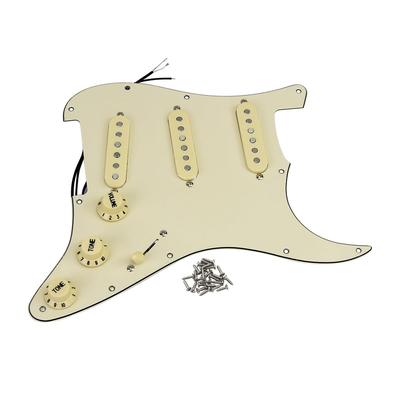 FLEOR Alnico 5 Предварительно распаянный пикгард Stratocaster для электрогитары с 3 сингловыми звукоснимателями - Крем