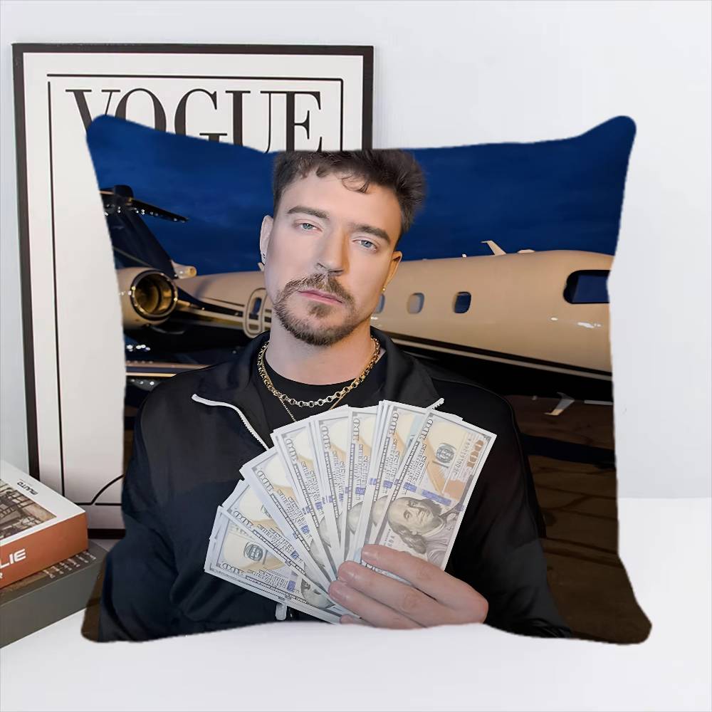 Игровой Блогер M-MrBeast Винтажная Наволочка Квадратная Подушка Спальня Диван Отдых Комфорт Подушка Автомобиль Домашний Декор