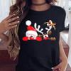 Christmas Series Printed Retro Plus Loose Casual Round Neck Pure Cotton Short Sleeved T-Shirts Women’s