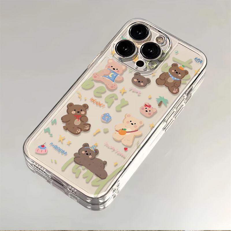 Коллекция Animal Little Bear для iPhone 17 Pro Max - Прозрачный мультяшный чехол, милый и новый для моделей 14, 15, 16, XS, 13 Pro.