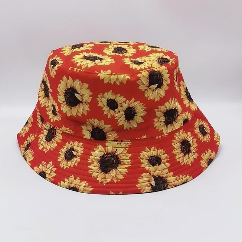 Summer Daisies Bucket Hat Women Fashion Cotton Beach Sun Hats Reversible Bob chapeau Femme Floral Hat Fisherman Hat