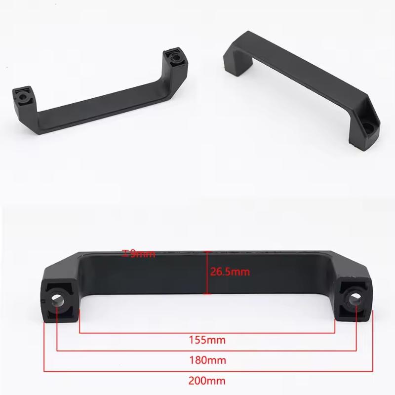 Surface Mounted Black Nylon Handle for Cabinet Door Thickened Small Size Industrial Machine Enclosure Sturdy Easy Install Grip
