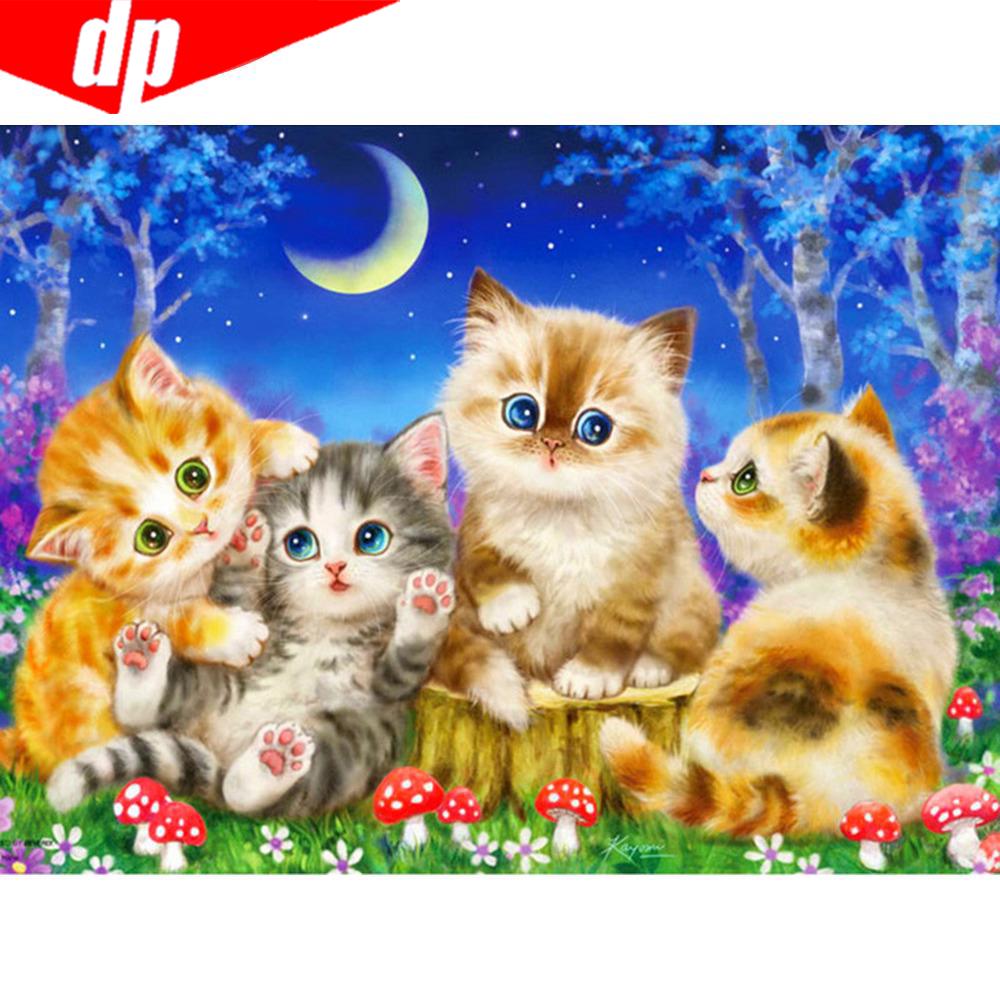 Full Round Diamond Embroidery Sale Animal 5D Diamond Painting Cat Picture Rhinestone Diamond