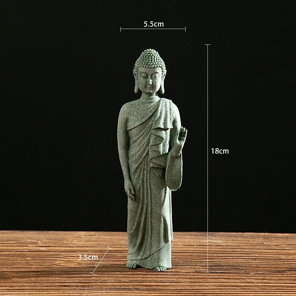 Oriental Culture Sandstone Buddha Green Sandstone Buddhist Ornament Tea Pet   Restaurant