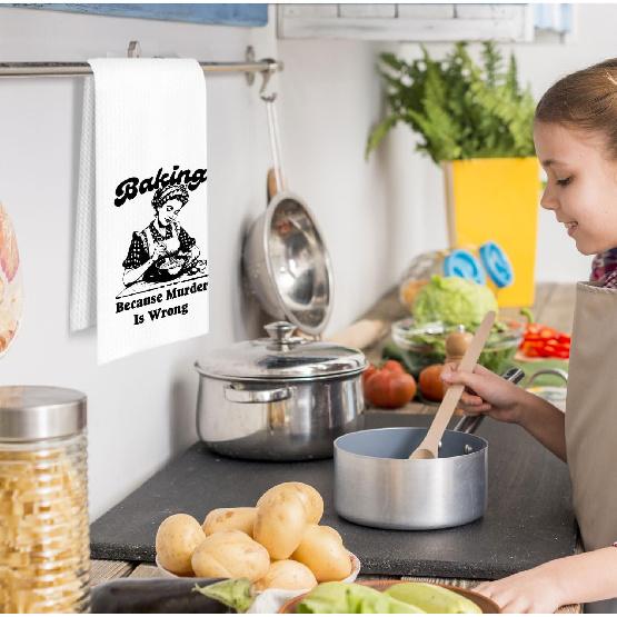 Retro Housewife Funny Baking Kitchen Dish Towels, Gifts for Baking Lovers, Baker Gifts for Women Hand Towels for Kitchen Decor, 16x24 Inch