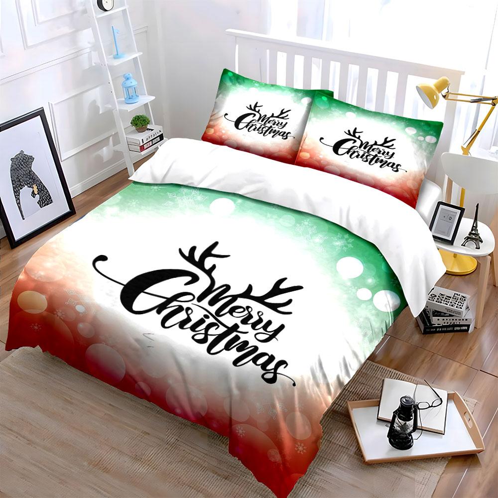 Merry Christmas Antler Design Bedding Duvet Cover Set Duvet Cover Pillowcases (1*Duvet Cover 2*Pillowcases, without duvet insert)