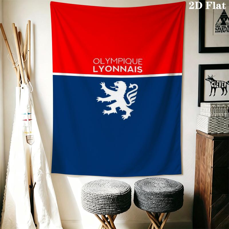 Olympique Lyonnais Wall Tapestry Aesthetic Wall Hanging Printed Fabric Blanket Decorative Tapestries for Bedroom Living Room Home Decor