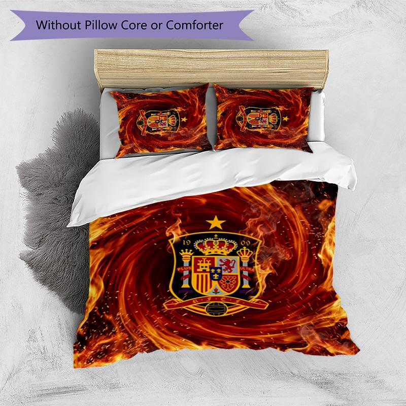 Spain football Printed Bedding 3 Piece Set Cozy Breathable Bed Cover Set as Housewarming Holiday Gift