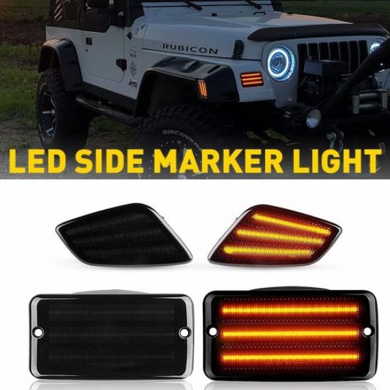 LED Front Fender Side Marker Bumper Signal Lights For 97-06 Jeep Wrangler TJ EOA