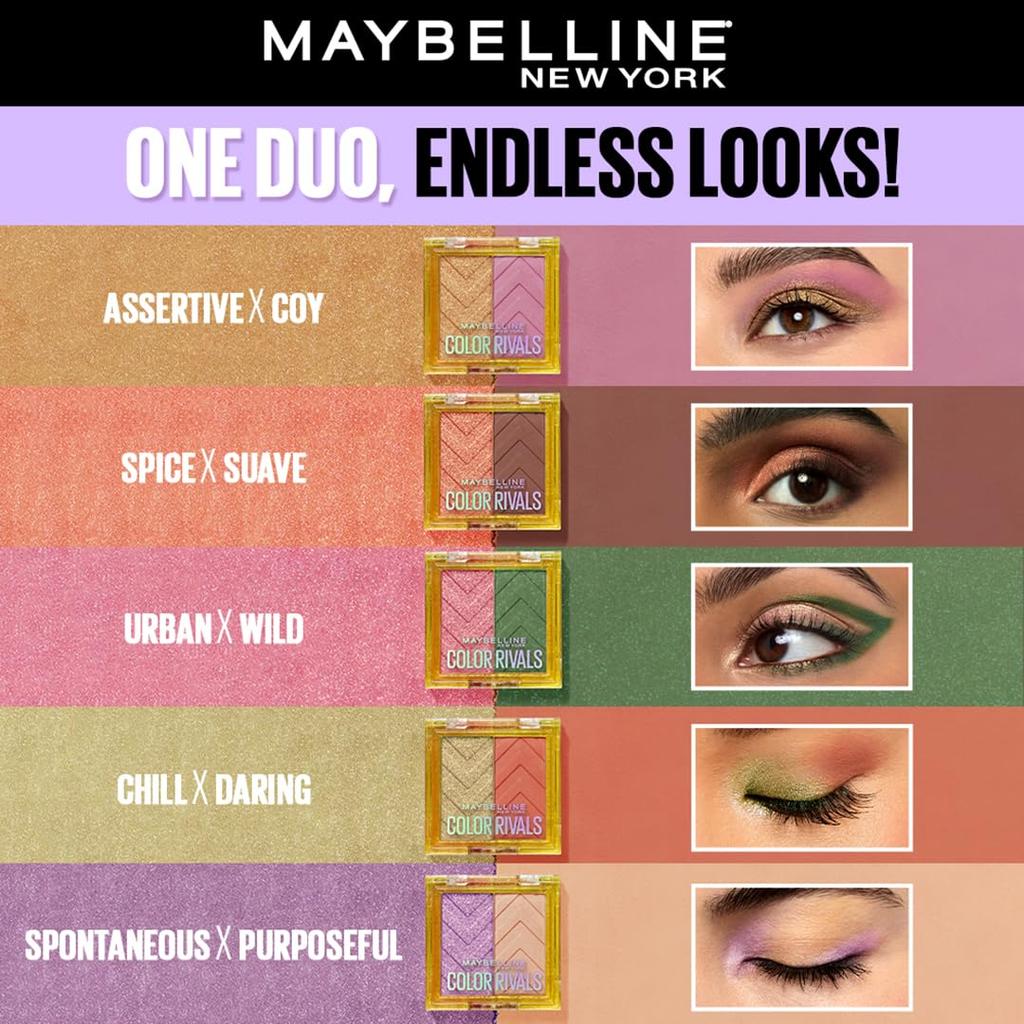 Maybelline Палетка пигментированных теней для век New York Color Rivals 3 г Стойкая Водостойкая Матовая Мерцающая Напористая X Застенчивая