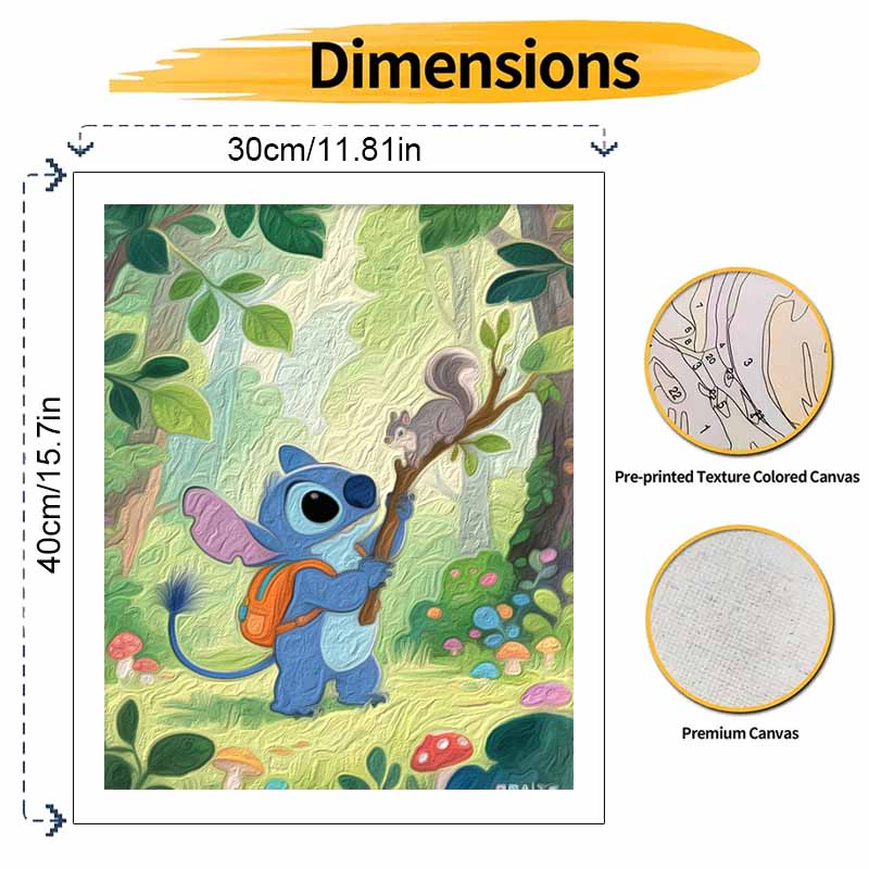 Disney Stitch Forest Adventure Digital Oil Painting Art Kit Hand Filled Home Decor