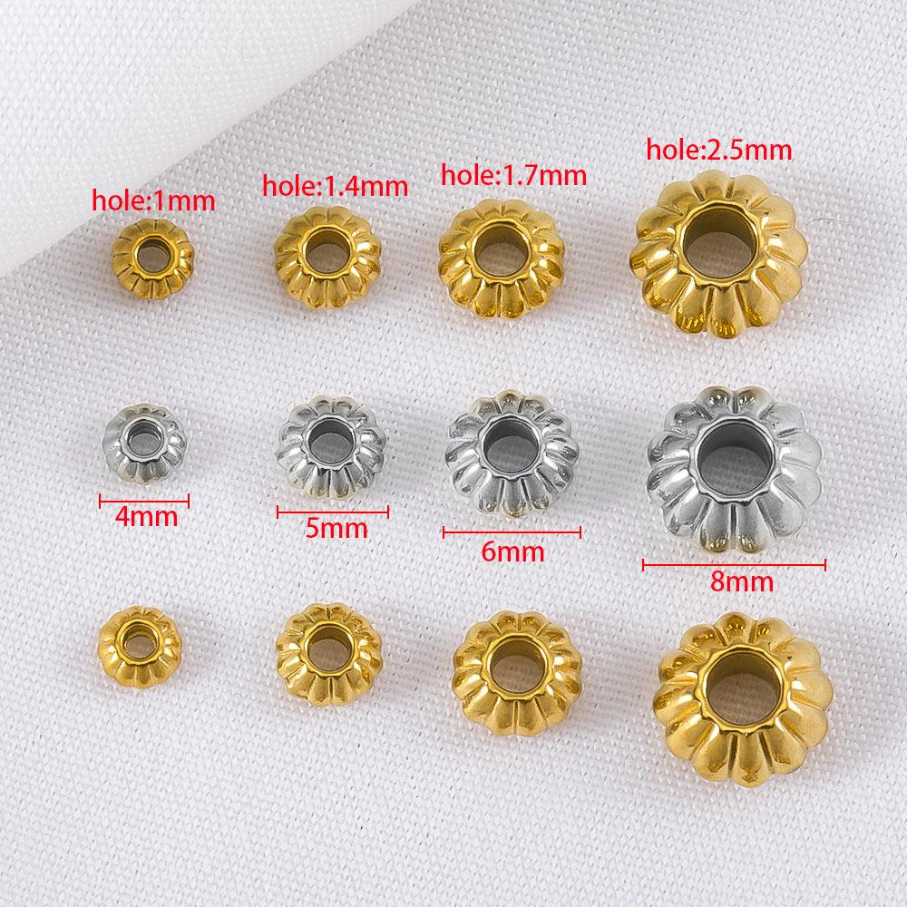 10pc 20pcs 4/5/6/8mm Stainless Steel Daisy Flower Spacer Beads Gold Plated Loose Bead Cap DIY Needlework Jewelry Making Bracelet