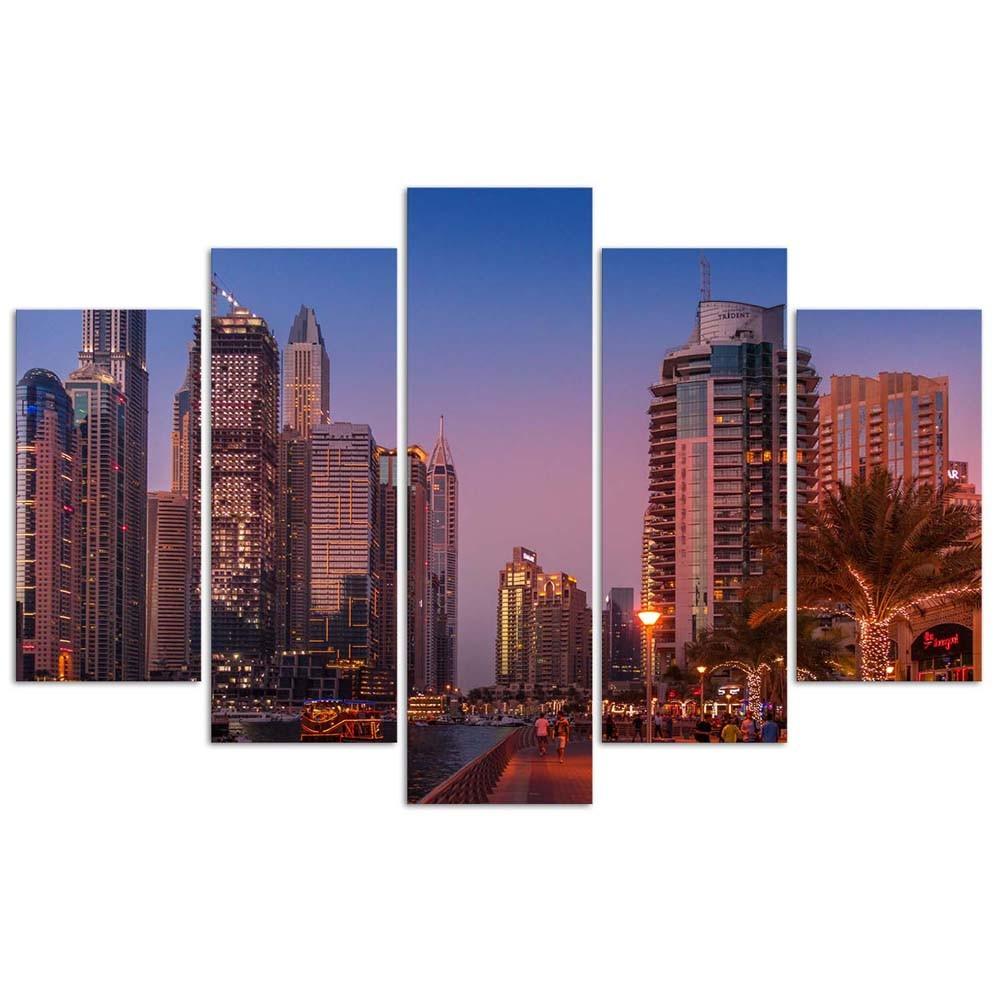 Five Piece Picture Canvas Print Dubai City