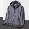 Men Spring Summer Sunscreen Clothing Solid Color Sun Hooded Jacket Zipper Placket Pockets Outwear