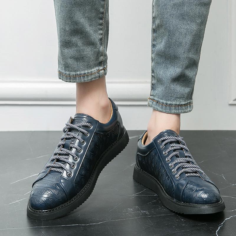 Весенние новые мужские повседневные туфли на шнуровке, кожаные туфли ручной работы, мужские кроссовки на толстой подошве, удобные кожаные туфли-оксфорды для вождения