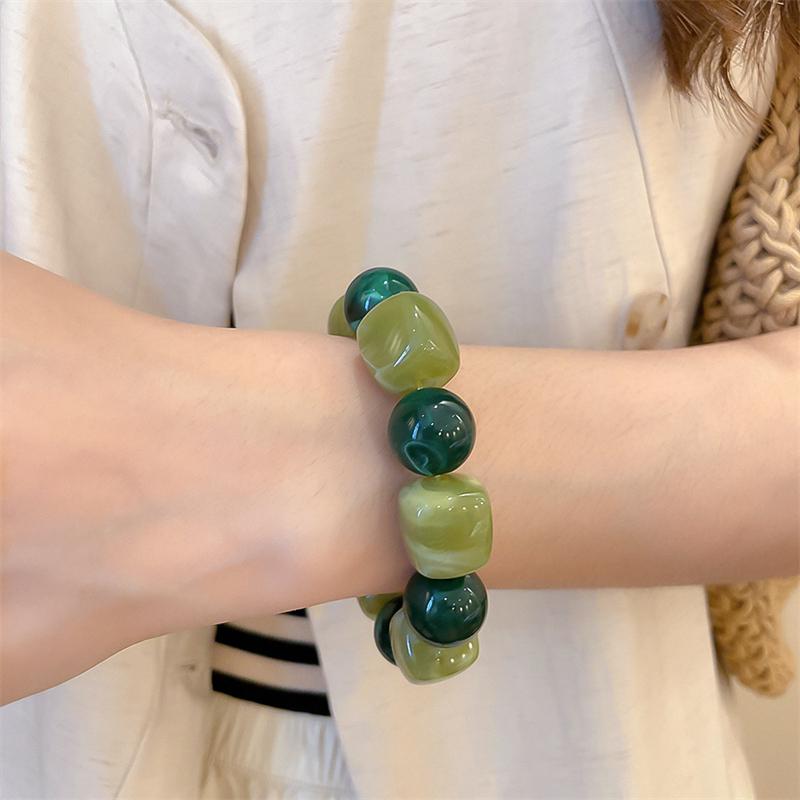 Acrylic Irregular Square Round Beaded Bracelets for Women Colorful Geometry Resin Bangles Simple Hand Jewelry Accessories