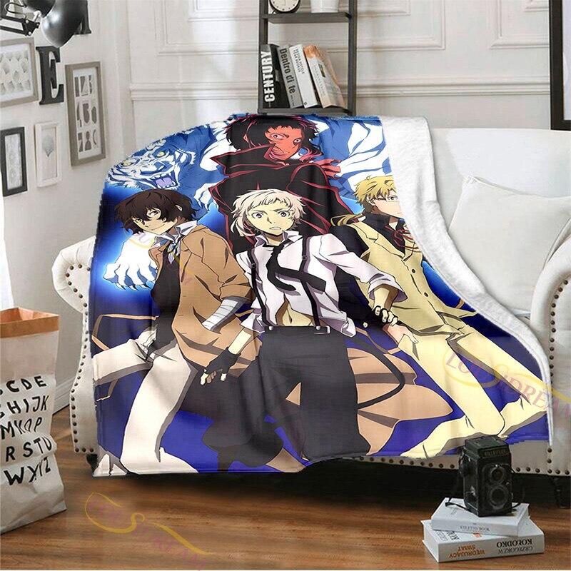 Манга Бунго Бродячие собаки Дазай Осаму Накинуть одеяло на кровать Одеяло на диван Декоративные решетчатые покрывала Чехлы на диван